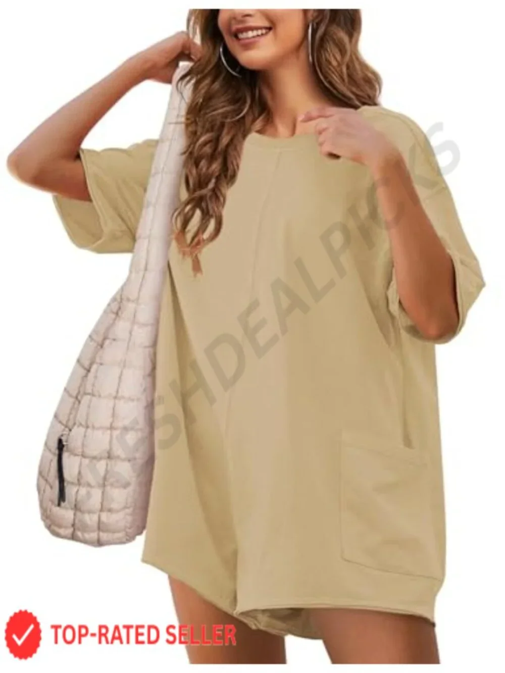 Oversized Romper Short Sleeve Casual Cotton Spandex Loose Jumpsuit Summer